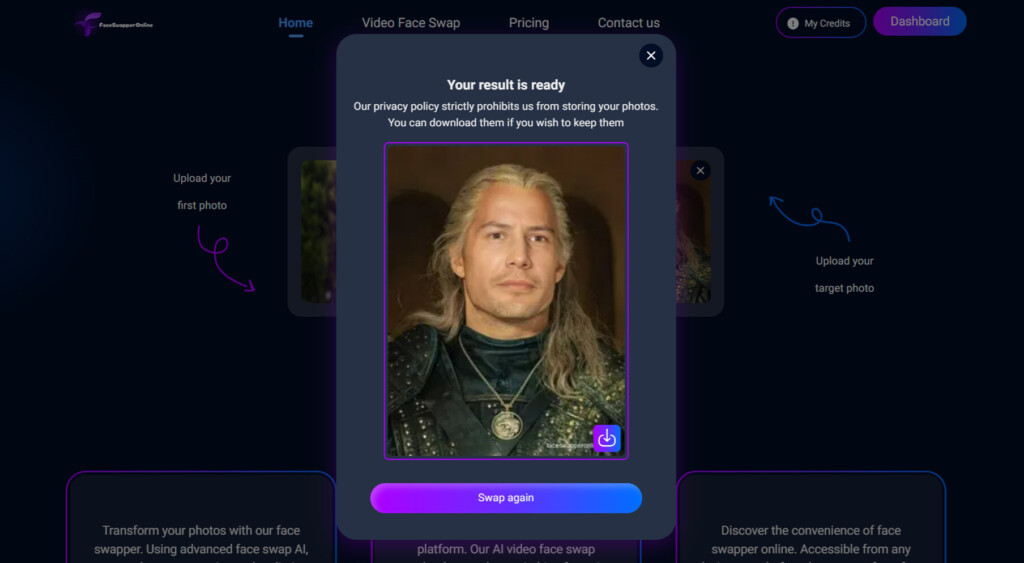 Перенос лица на другое фото в AI Face Swap