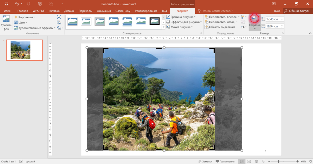 Обрезать фото в PowerPoint